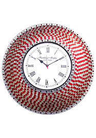 Beautiful wall clocks can be decorative wall decal as well. Buy 22 5 Red And Silver Handmade Glass Mosaic Wall Clock Online Decorshore