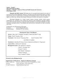 Welcome to the health grade 7 . Health 6 Module 1 Lesson 2 Personal Health Issues And Concerns Grade 6 Modules