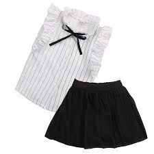 2pcs Toddler Kids Baby Girls Outfit Shirt Tops Shorts Skirt Dress Clothes Set