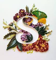 Personalized Letter Gift With Paperstrips Floral Quilled Monogram S Wall Art Decor Paperqiulling Art Unique Present Flowers And Letters Paper Quilling Designs Quilling Designs Quilling Letters