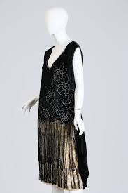 1920s Black And White Silk Velvet Fringe Cocktail Dress With Rhinestones 1920s Fashion Dresses 1920s Fashion Women
