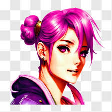 Download Anime Meisje met Roze Haar en Paarse Jas