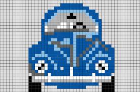 Vw Beetle Pixel Art In 2020 Pixel Art Tessellation Patterns Cross Stitching
