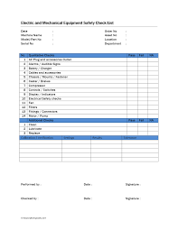 Examples of checklist in excel. Sample For Electrical And Mechanical Checklist Form Checklist Template Inspection Checklist Marketing Checklist