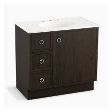 Sink vanities can be more than just the place where you leave your toothbrush. Kohler 99507 Tkl 1wc Kohler 99507 Tkl 1wc Jacquard 36 Bathroom Vanity Cabinet With Toe Kick 1 Door And 3 Drawers On Left In Felt Grey Af Supply