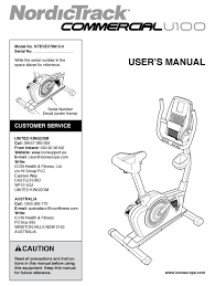Ntevex16720.0, commercial s15i studio cycle, ntex05119.6. Nordictrack Commercial U100 User Manual Pdf Download Manualslib