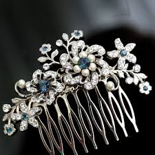 Wedding Hair Comb Blue Wedding Hair Accessories By Lulusplendor 89 00 Blue Hair Accessories Floral Hair Pieces Wedding Hair Accessories