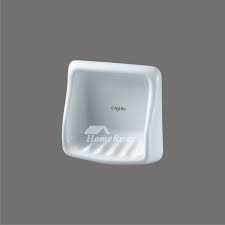 The entire wall is tile. Wall Mounted Ceramic Soap Dish White For Bathroom