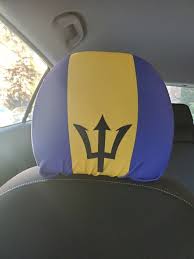 Barbados Flag Car Headrest Covers 1 Set Of 2 By Carnival Mode Flag Accessories Headrest Barbados Flag