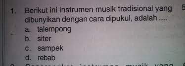Bunyi alat musik ini dihasilkan dengan cara ditiup dan menggunakan kedua tangan untuk mengatur nadanya. Berikut Ini Instrumen Musik Tradisional Yang Dibunyikan Dengan Cara Dipukul Adalah Brainly Co Id