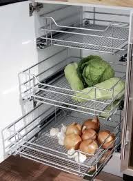 Pull Out Storage Set With Chrome Wire Mesh Baskets Wire Basket Storage Wire Storage Stainless Steel Kitchen Cabinets