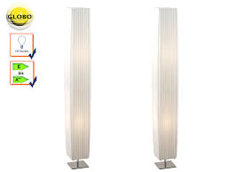 2x Globo Stehlampe Bailey Chrom Schirm Weiss Stehleuchte
