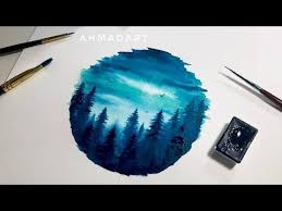 Video Text By Ahmadart This Is A Simple Watercolor Forest Circle Tutorial For Beginners I Hope You Enjoy Easy Watercolor Brush Pen Art Watercolor Brush Pen