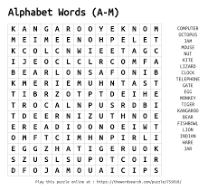 Another take on the popular word clock. Download Word Search On Alphabet Words A M