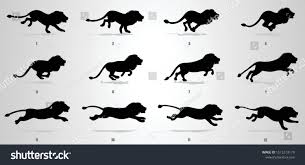 Lion Run Cycle Animation Sequence Animation Frames Image Vector Running Illustration Lion Images Animation