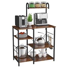 All you need is just a tiny rack to store your coffee and place your water heater or coffee brewer. Buy Baker S Rack Kitchen Storage Shelf 4 Tier 3 Tier Microwave Stand Or Coffee Bar Table For Spice Pots And Pans Organizer Rustic Brown Online In Turkey B08p19kxf2
