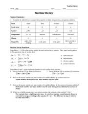 Fission and fusion definitions and an example. Worksheet Half Life Calculations Teacher Teacher Notes Name Key Class Date Half Life Calculations 1 Define Half Life A Half Life Is The Time In Course Hero