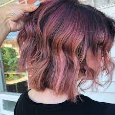 Pink Rose Gold Violet Ombre Balayage Rose Pink Joico Lob Hair Styles Brown Ombre Hair Pink Ombre Hair