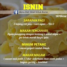 Cara diet seminggu tanpa makan nasi dan olah raga. Idea Menu Diet 7 Hari Seminggu Menu Tips Diet Sihat Facebook