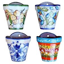 Wemeon indoor planters & hanging planter outdoor,ceramic succulent hanging plant pot with drainage，hanging indoor planters home wall decor for succulent (white ceramic/gold irons) $19.99 $ 19. Wall Hanging Flower Pot Spanish Rainbow Hand Painted In Spain Hanging Flower Pots Flower Pots Plant Pot Design