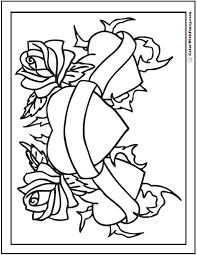 Hearts And Roses Coloring Page Happy Saint Valentine S Day Show Your Love And Write A Message On Love Coloring Pages Heart Coloring Pages Rose Coloring Pages