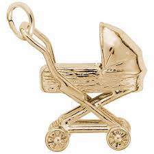 Charm amulet baby's shoe gold 333 pendant shoe yellow gold bicolour 8 carat. 14k Gold Baby Carriage Charm By Rembrandt Charms