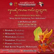 Ring tepengane utawi galah sane becik puniki, lugrayang titiang matur amatra, marupa pidarta ida dane sareng sami, minab sampun sami ngawikanin indik kahanan pariwisata ring bali sampun kaloktah saking nguni. Pembukaan Bulan Bahasa Bali Tanpa Penonton Undangan Dan Pengisi Acara Wajib Tes Antigen Pemerintah Provinsi Bali