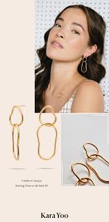 Freeform Hoopsyellow Gold In 2020 Earrings Stud Earrings Gold Plated Sterling Silver