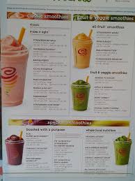 menu of jamba juice restaurant