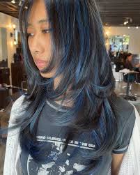 Punky blue baby chunky lights✖️🌀, plus haircut , DM to BOOK 🫶🏻, ౨ৎ .ᐟ (  ⸝⸝´꒳`⸝⸝) 🌸`ᡣ𐭩 , #hairstylist #layeredcut , #02 #blowout #sandiego , #hair  #layers #japanesehairstyle , #sandiegohair #asianhair ...