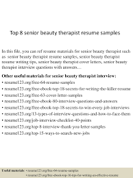senior beauty therapist resume samples