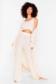 Knit S A Date 3 Pc Fluffy Lounge Set Nasty Gal