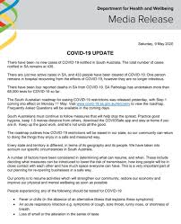The.gov means it's official.federal government websites often end in.gov or.mi. Sa Health On Twitter South Australian Covid 19 Update 9 05 20 For More Information Go To Https T Co Mynzsgpayo Or Contact The South Australian Covid 19 Information Line On 1800 253 787 Https T Co Cjjgw9vyuc
