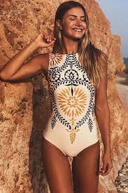 One Piece Bohemian Style High Neck Swimsuit So064 High Neck Swimsuits One Piece Swimwear One Piece