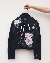 Hand Painted Leather Jacket By Wolf Rosie Painted Leather Jacket Hand Painted Leather Jacket Bride Jacket