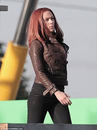 The hottest scene of scarlett johansson •••. Scarlett Johansson Ditches Her Blonde Hair For Red As She Kung Fu Kicks A Villain On Set Of Captain America The Winter Soldier Daily Mail Online
