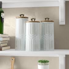 Bird white ceramic kitchen canister set ceramic kitchen canister. Brayden Studio Modern 3 Piece Kitchen Canister Set Reviews Wayfair