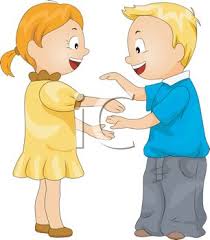 Get on your dog's level and have your dog sit in front of you. Little Kids Playing Patty Cake Royalty Free Clip Art Picture