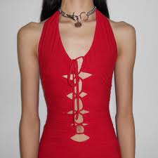I Am Gia Vixra Sultry Cherry Red Lace Up Micro Depop