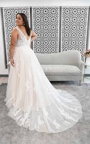 Boho Style Plus Size Wedding Dress With Sheer Details Stella York Wedding Dresses In 2021 York Wedding Dress Affordable Wedding Gown Wedding Dresses