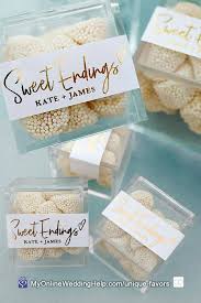 As for the customized messages, try using your wedding date, the date of your engagement, an inside joke between you and your friends, or a. 37 Non Traditional Wedding Favor Ideas You Ll Adore My Online Wedding Help Wedding Planning Tips Tools