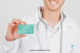 Download Smiley Doctor With Mock Up Of Visit Card For Free Visiting Cards Skin Protection Mocking