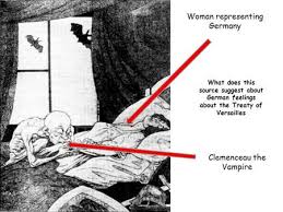 Woman Representing Germany Clemenceau The Vampire What Does This Source Suggest About German Feelings About The Treaty Treaty Of Versailles Germany Versailles