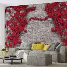 Backgrounds funeral prayer and memorial cards. Red Flowers Stone Wall Wall Paper Mural Buy At Europosters