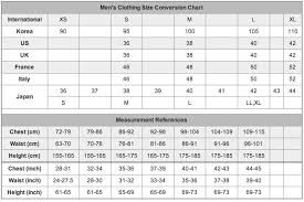 Mens Clothing Size Conversion Chart Size Clothing