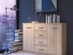 Nepo Sideboard Cabinet Drawers Modern Living Room Cheap In Sonoma Oak Light Wood Effect Impact Furniture Use a dresser that's either the same height or lower than your sofa's back.