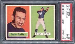 Unsigned johnny unitas baltimore blue custom stitched football jersey size xl new no brands/logos. High Grade 1957 Topps Johnny Unitas Rookie Cards Tough To Find