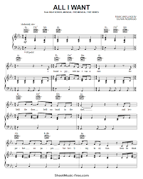 All I Want Sheet Music Olivia Rodrigo Piano Sheet Music Free Sheet Music Piano Sheet Music