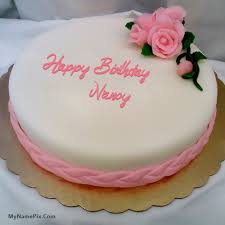 Happy Birthday Cake Images With Name And Photo Pink Rose Happy Birthday Cake With Name Nancy Happy Birthday Cakes Cake Name Best Friend Birthday Cake
