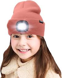ATNKE Kids LED beleuchtete Mütze mit Licht, USB Wiederaufladbare 4 LED  Scheinwerfer wasserdichte Winterwärmer Strick Nachthüte mit leichten Jungen  Mädchen/Bean Paste Powder : Amazon.de: Fashion